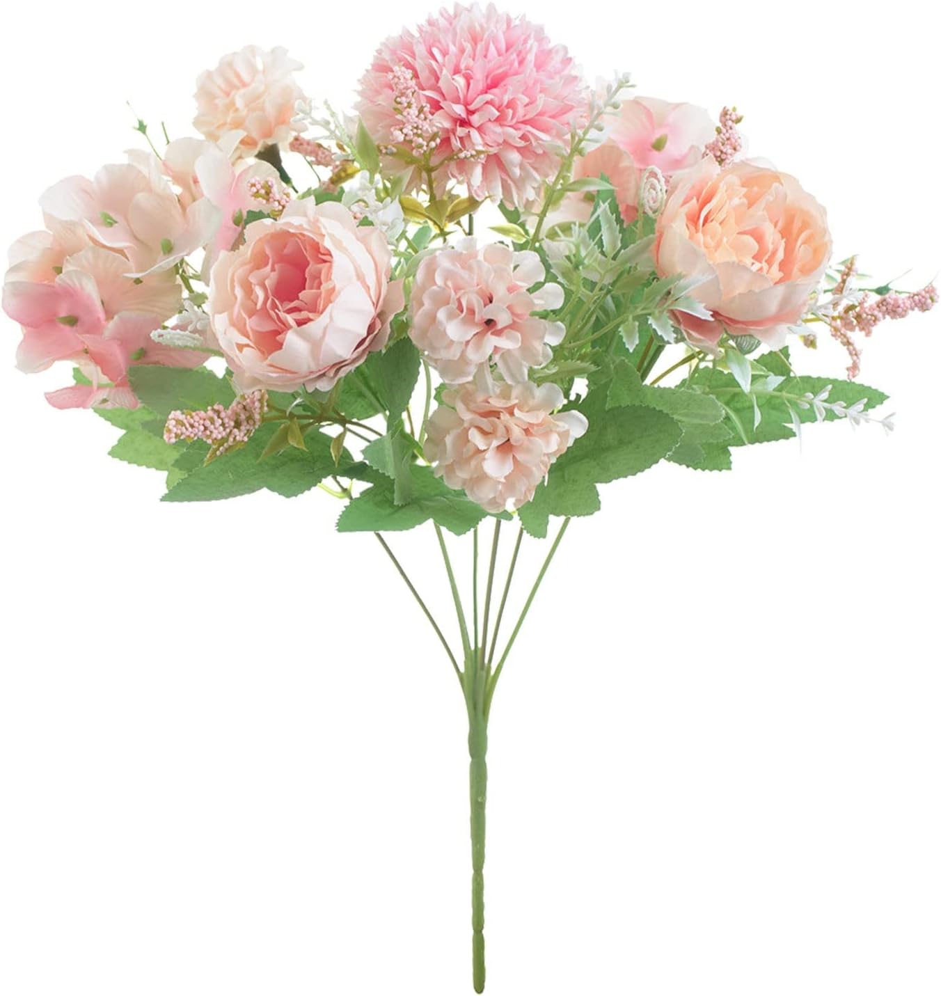 Hydrangea Artificial Flowers in Vase, Silk Fake White Flowers,Faux Flowers in Vase,Faux Hydrangea Flowers for Living Room Party Office Table Centerpiece Wedding Home Decoration
