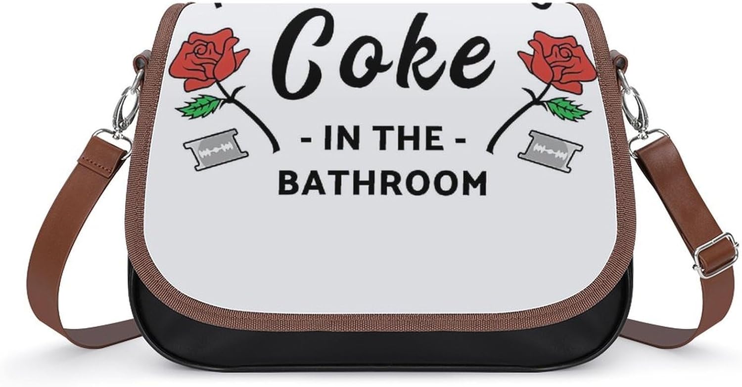 Please Don't Do Coke In The BathroomWomen's Faux Leather Crossbody Bag, Waterproof Wrinkle-Resistant Shoulder Bag with Detachable Strap, Large Capacity Casual Handbag, Fashion Daily Purse for Shopping