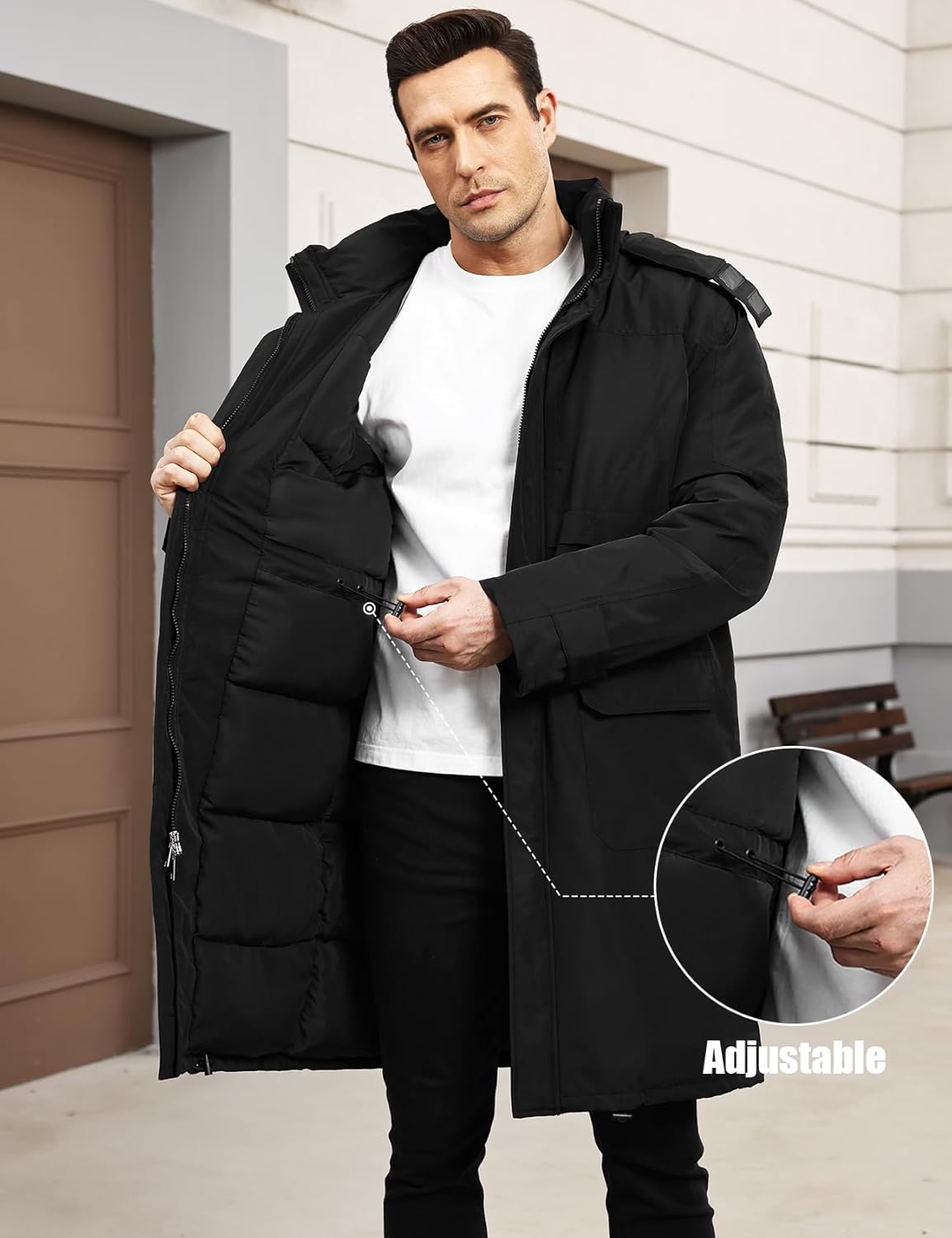 Wyeysyt Mens Long Winter Coats Parka Warm Hooded Quilted Puffer Jacket Thicken Water-Resistant Heavy Outerwear - Image 2