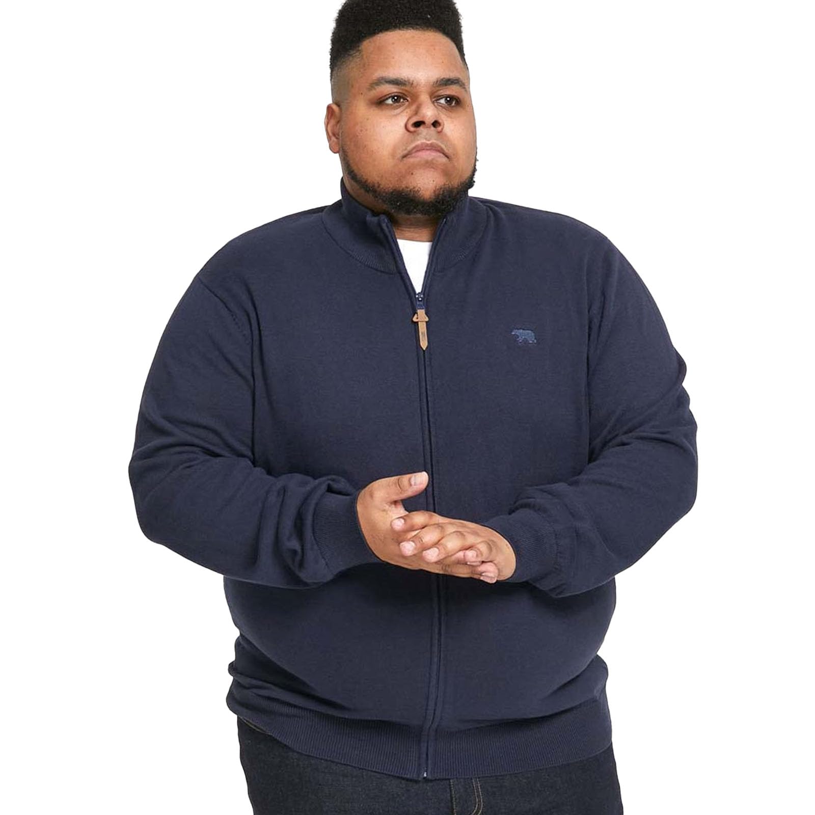 D555 Mens Plus Size Franco Basic Zip Through Sweater 5XL Navy