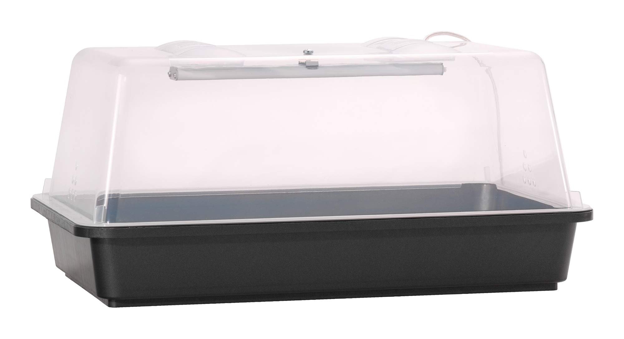 Romberg Indoor Greenhouse Lumio M LED (Zimmergewächshaus) mit integrierter LED-Pflanzenbeleuchtung, Kunststoffrahmen, Aufrollverschluss, klar, 38 x 24 x 19 cm
