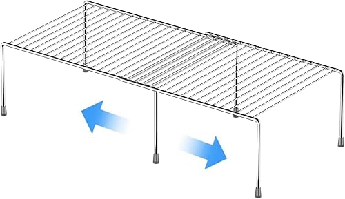Organizadores de estante expandibles para gabinete de cocina, estantes de almacenamiento de despensa de alambre de metal ajustables, estante