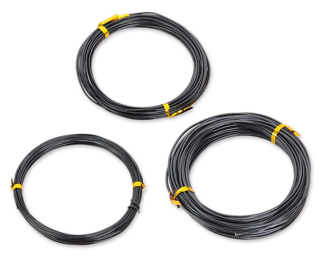 DS. DISTINCTIVE STYLE Bonsai Wire Assorted Sizes Craft Aluminium Wire Bonsai Training Wire Bonsai Tools [10m for Each Size] (1.0/1.5/2.0 mm, Black)