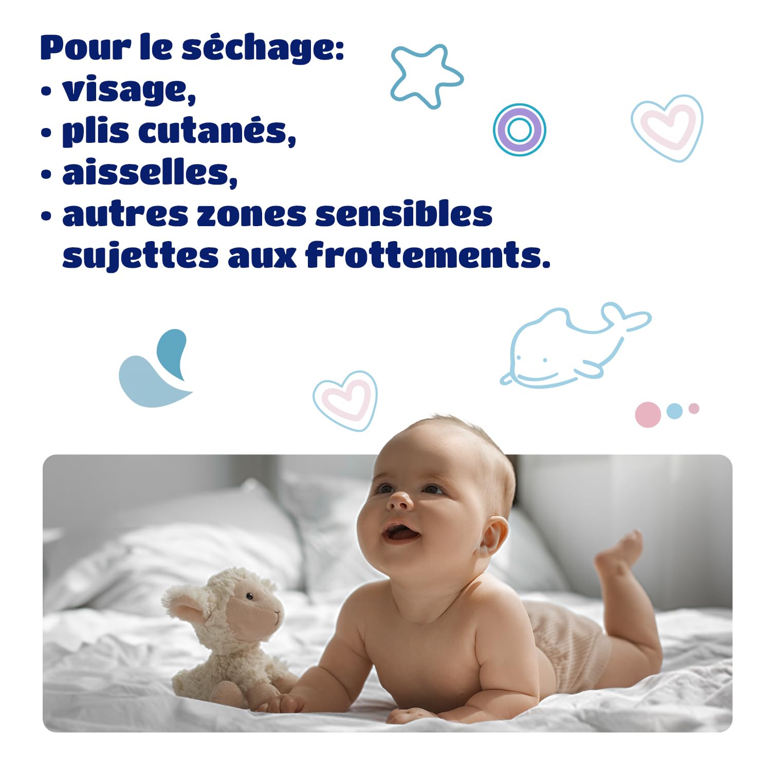 Kindii Pure&Dry Lot de Lingettes Bébé - (50 Pièces) Lingettes Sèches - Ultra douces pur coton, pour peaux sensibles, sans parfum et alcool, lingettes démaquillantes jetables - 50 Pièces