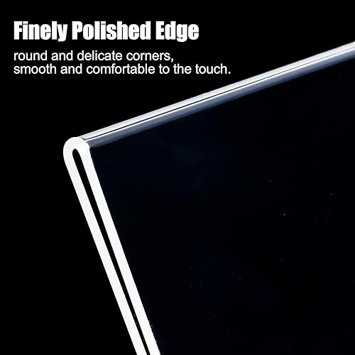 Miniatura 6 de Paquete de 6 letreros de acrílico de 8.5 x 11 pulgadas, plástico transparente en forma de L, soporte para menú, soporte irrompible para restaurante,