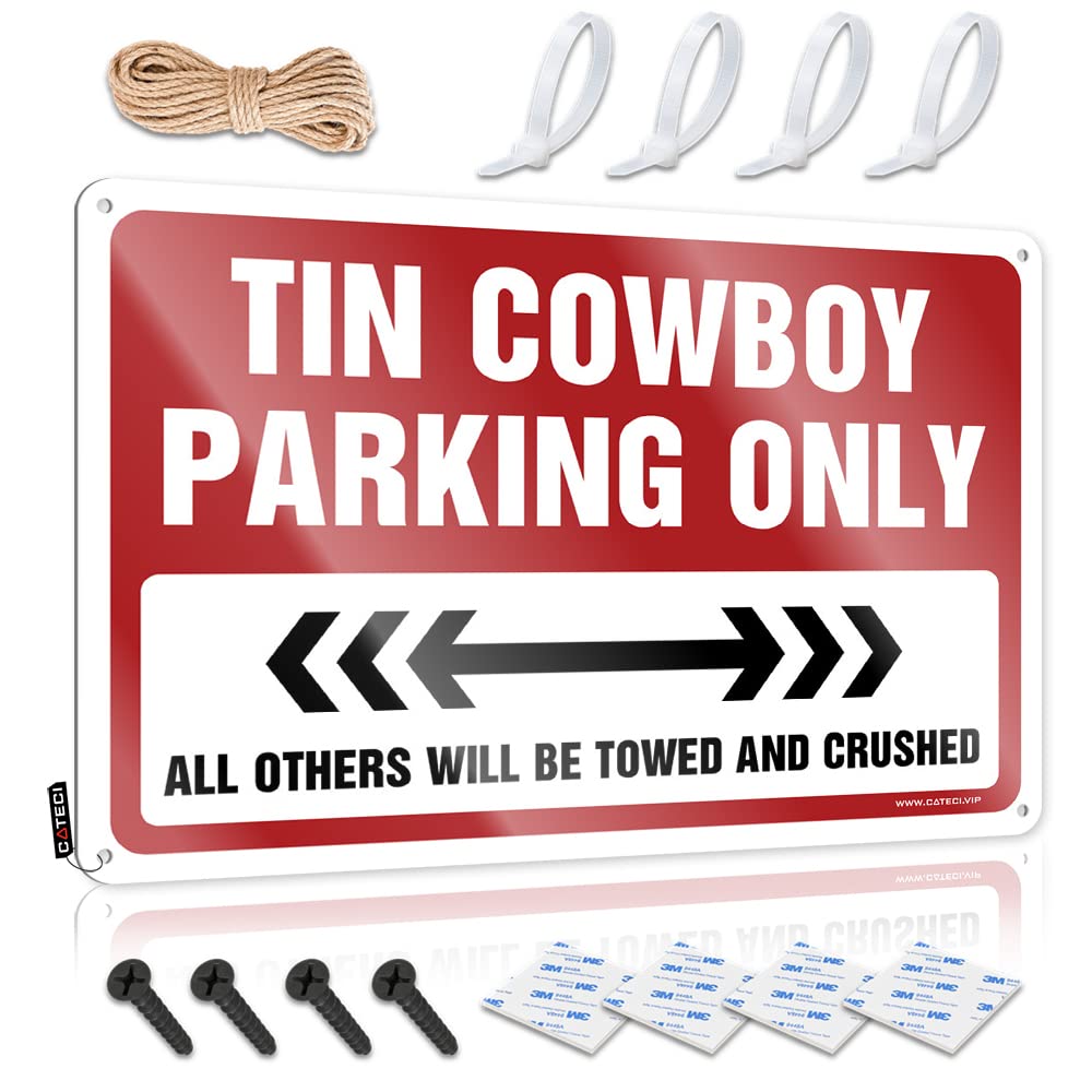 KRAZMURONGD Beer Signs For Bar Bar Sign For Outdoor Bar Tin Cowboy Parking Only Sign(30X40CM)