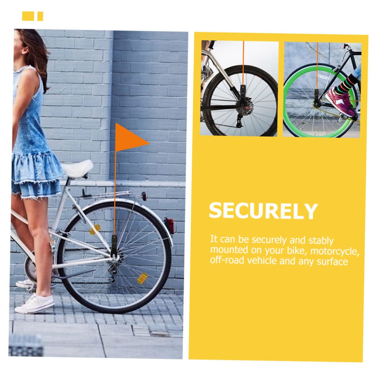 TOYANDONA 3 Series Soporte De Bandera De Seguridad para Bicicleta De Soporte De Montaje para Banderas Accesorios De Ciclismo Duraderos Y Resistentes Al Viento 5 Piezas X 3