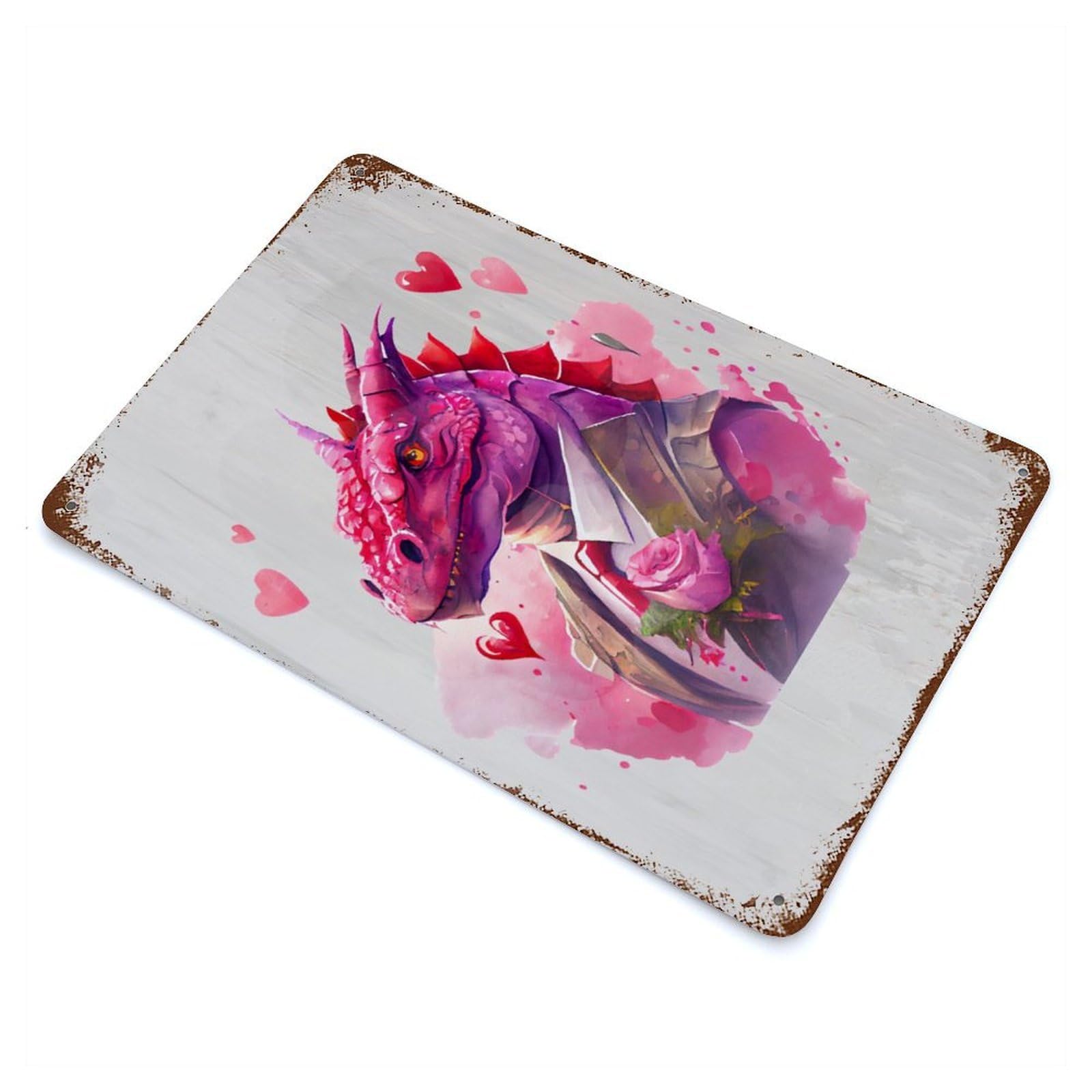 Retro Metal Sign with Gangster Style Dragon Design 11.8"x7.9", for Living Room, Hallway And Home Decor, Farmhouse Wall Decor