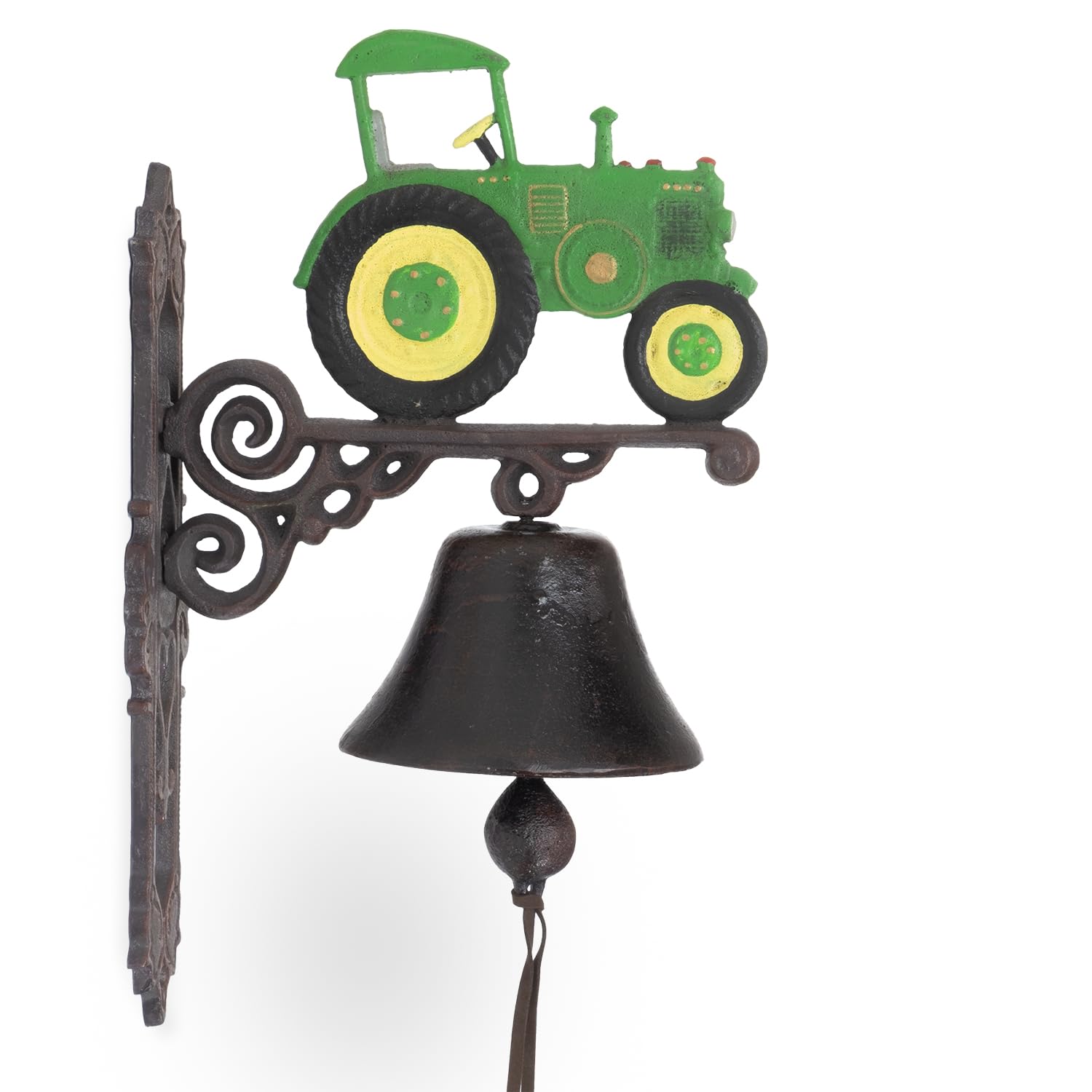 Moritz - Campana de Pared (Hierro Fundido, 37 cm de Altura), diseño de Tractor, Color Amarillo y Verde