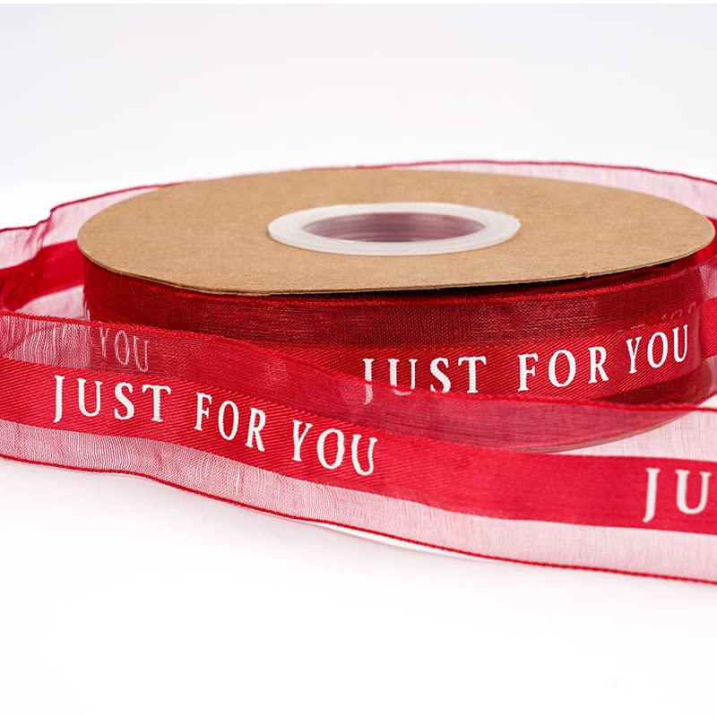 rouleaux de ruban d'organza, Polyester Multicolore 50 Verges 2,5 cm(Red Ribbon)