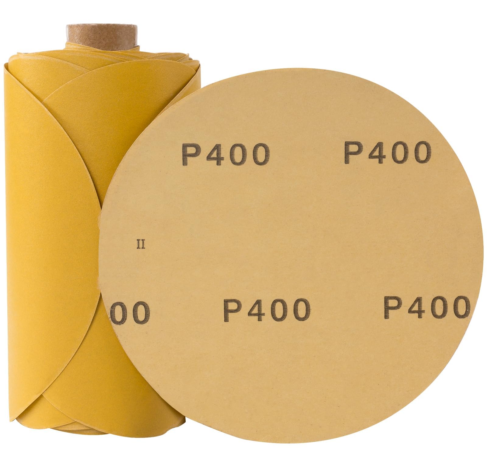100 PCS 6 Inch PSA Sanding Discs 400 Grit Adhesive Backed Sandpaper Roll Sticky-Back Sandpaper for DA Sander Self Stick Aluminum Oxide Round