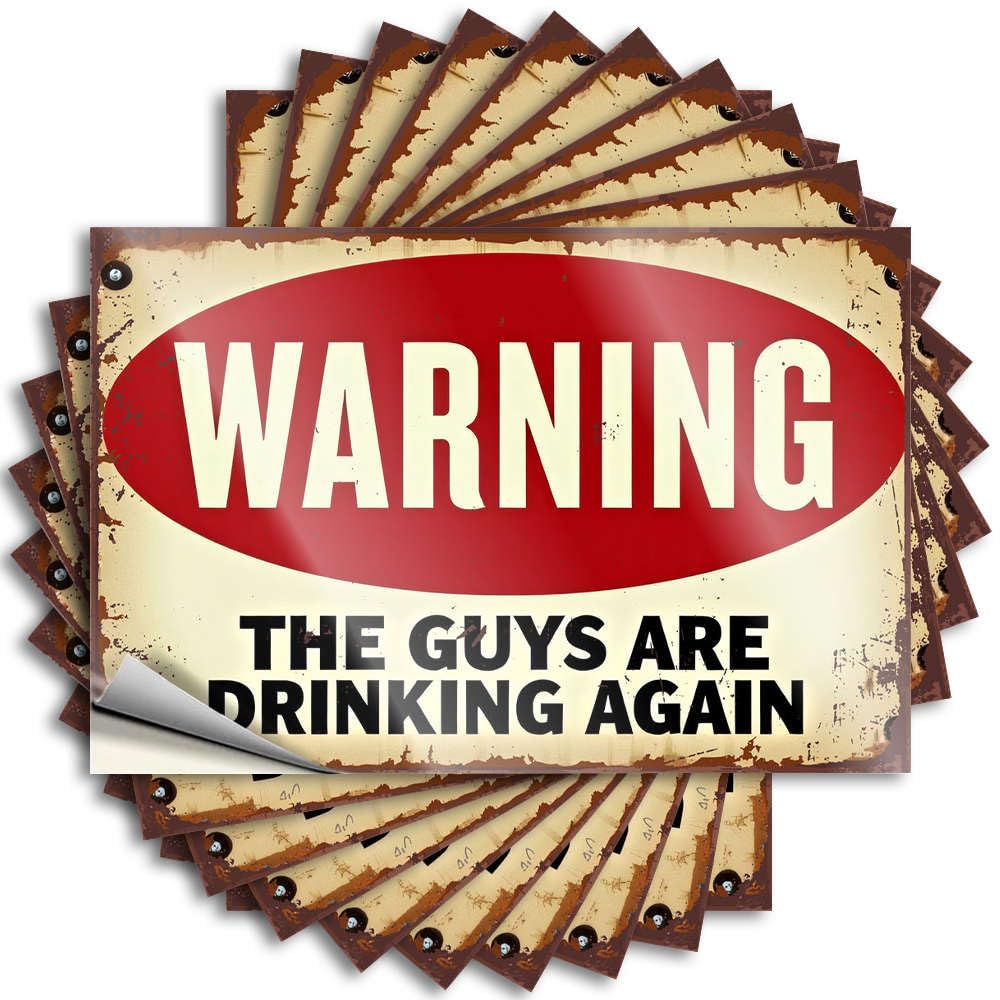 Warning The Guys are Drinking Again Stickers Dorm Room Stuff Self Adhesive | Vintage Case Vinyl Sticker Pack for Football(6X9CM)