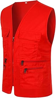 Chaleco de viaje con múltiples bolsillos para hombre, color sólido, para fotografía, pesca, chaleco suelto al aire libre