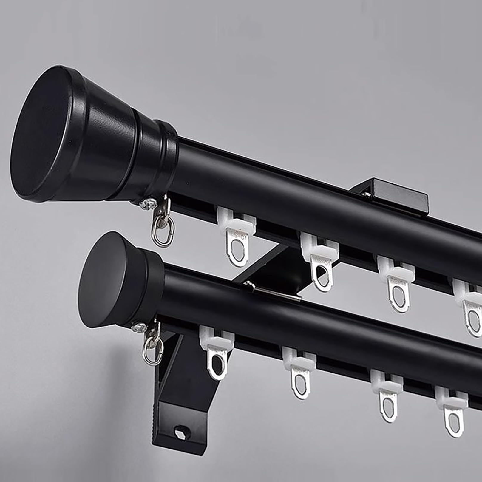 Binario doppio per tenda a 2 strati, bastoni asta per tende in alluminio binari a soffitto Per Soggiorno E Bagno(Black,0.9m (2.95ft))