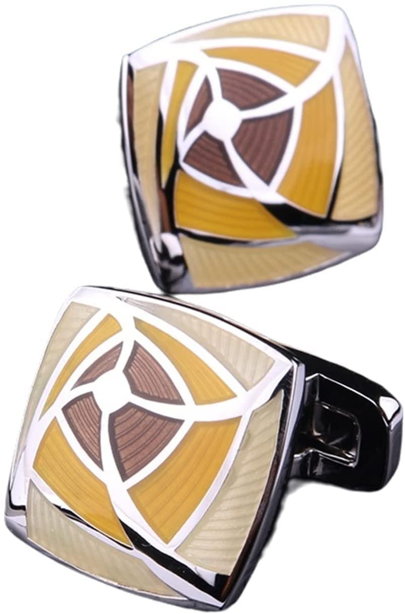 CCBUY Gemelli da uomo Polsino stile elegante Giallo chiaro Gemelli personalizzati Gemelli personalizzati in metallo squisito Accessorio regalo Camicia Uomo Gemelli unici abbigliamento accessori moda