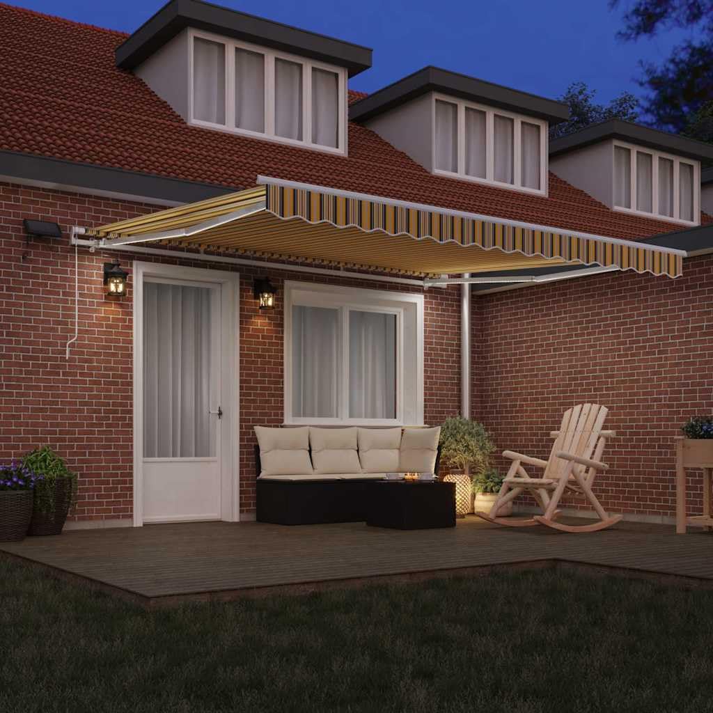 Toldo multicolor 400 x 300 cm de tela y acero retráctil manual diseño moderno robusto balcón protección solar terraza jardín para exterior salón