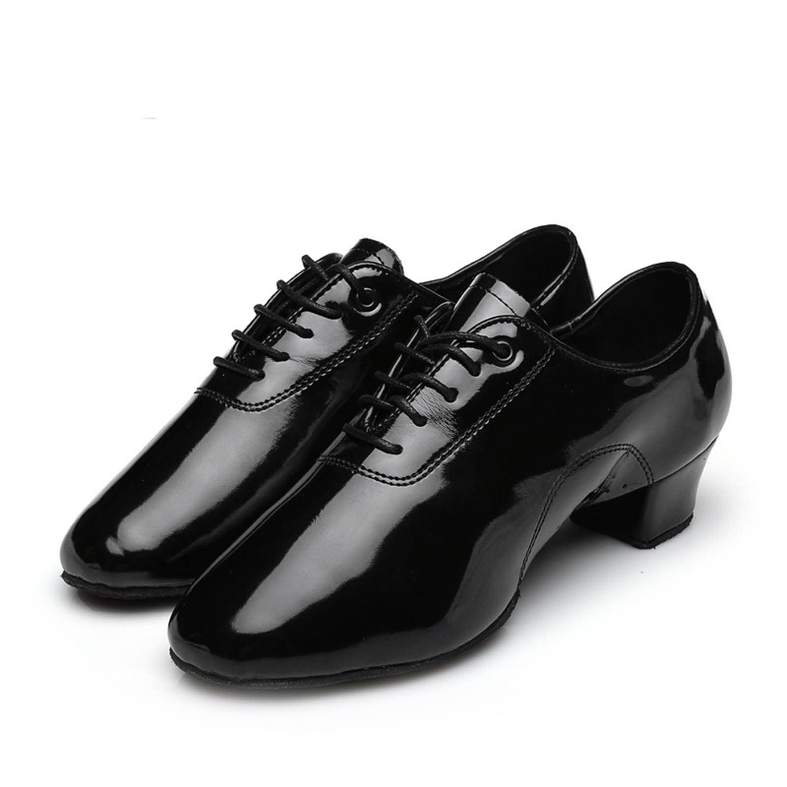 Shoes Boys Modern Dance Shoes Prom Ballroom Latin Dance Shoes Solid Color Lace Up Leather Shoes Casual Shoes for Kids (Black, 36)