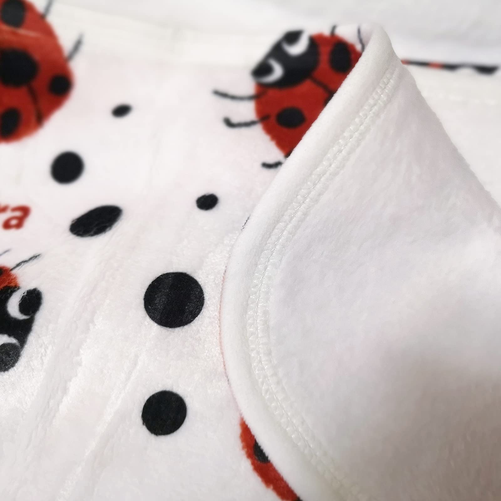 Personalized Baby Blanket With Name - Ladybug Print, 30x40 Inch, Flannel, Custom Nursery Gift