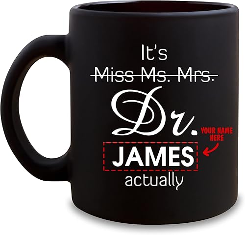 Miniatura 8 de BECHUSKY Taza con texto en inglés "It's Miss Ms Mrs Dr Realy", regalos de doctorado, graduación de doctorado, estudiantes de medicina, compañeros de