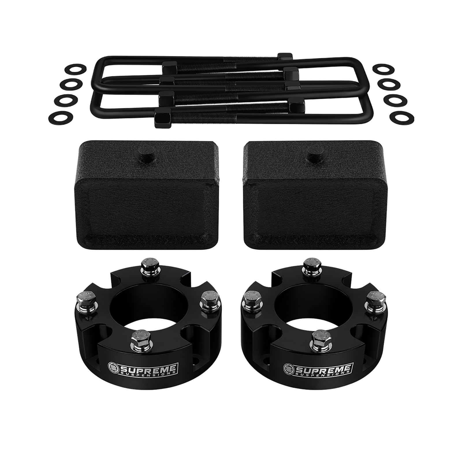 Supreme Suspensions - 3" Front + 3" Rear Lift Kit for 2007-2021 Toyota Tundra 2WD 4WD - Heavy-Duty Full Suspension Lift Kit (Black)