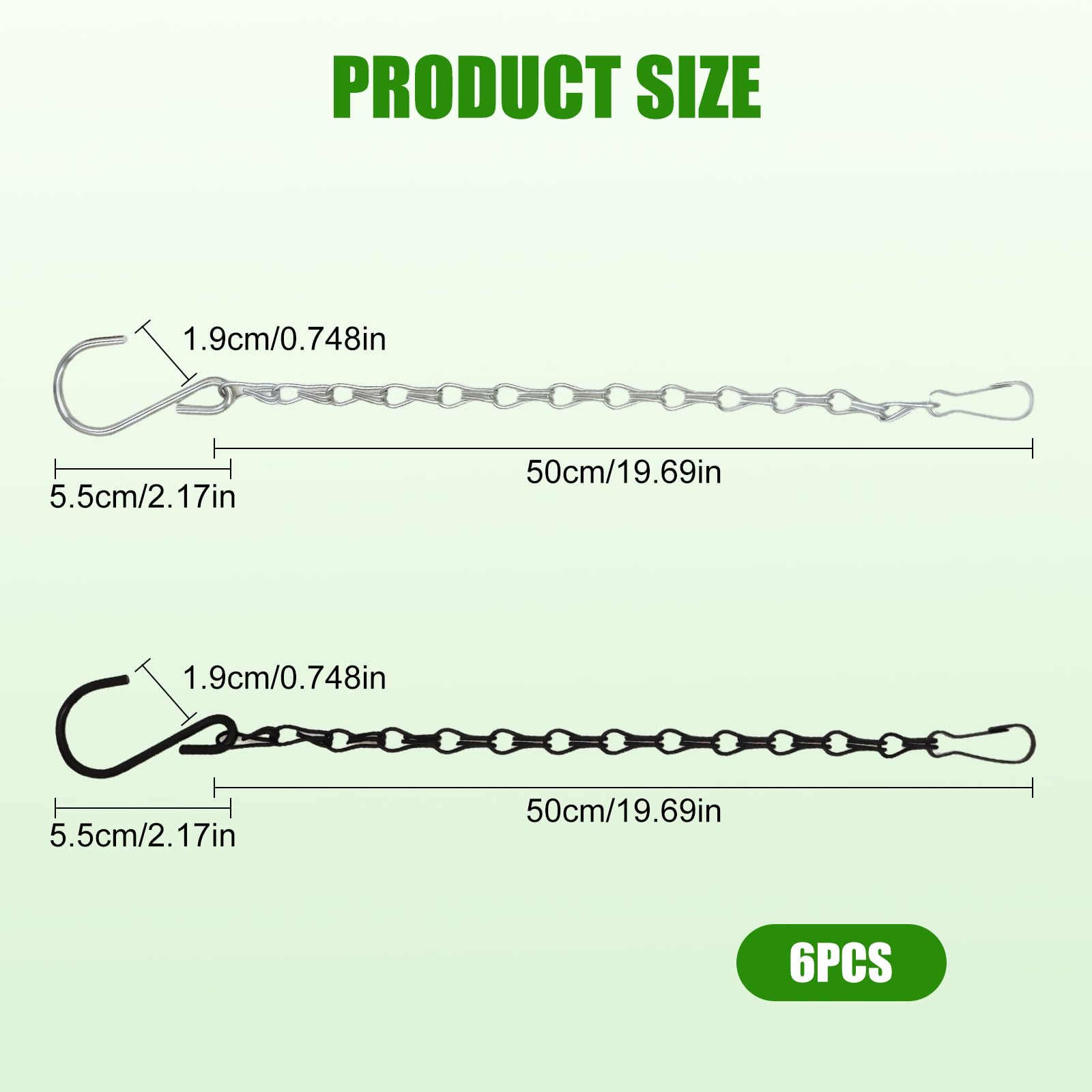 6pcs Hormores De Jardín Doble Gancho Cadena Colgando Para Flores Comederos De Pájaros Ajuste Del Techo Longitud