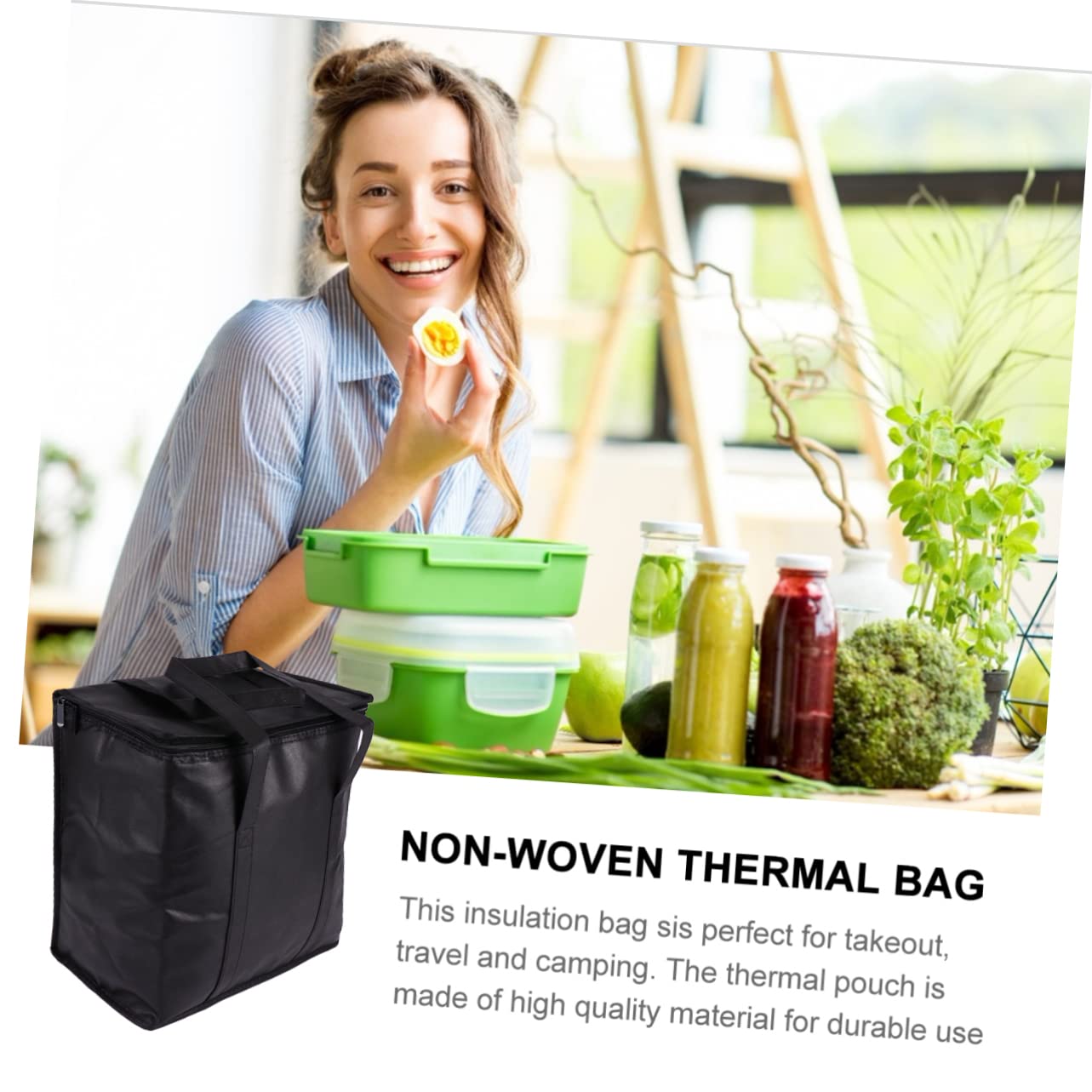 Cabilock 3 Pz Borsa Isolante in Foglio Di Alluminio Non Tessuto Sacchetti Della Spesa Riutilizzabili Da Cucina Borse Termiche Per Il Trasporto Di Alimenti Viaggio Tessuto Non Tessuto Black