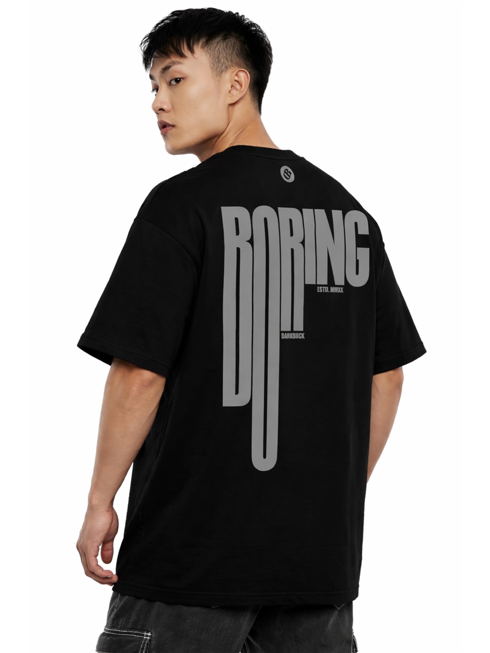 darkbuck Men’s Oversized Graphic Black T-Shirt, Drop Shoulder Loose Fit Streetwear Tee with Back Print – Stylish Urban Casual Top for Men and Women-picture-38
