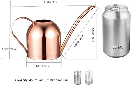 Miniatura 2 de IMEEA Regadera pequeña de oro rosa para plantas de interior, regadera de acero inoxidable para interiores con boquilla larga, 15 onzas  15.2 fl oz
