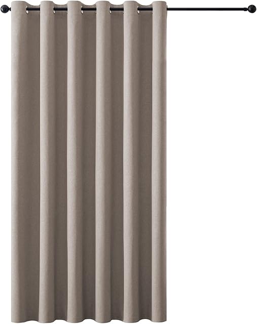 MRTREES Blackout Curtains Eyelet 100% Blackout Beige Long Thermal Door Curtain 90 Drop Noise Reducing Curtains 1 Panel Linen Curtains Natural for Living Room Bedroom 90x90 Inch 228x228cm
