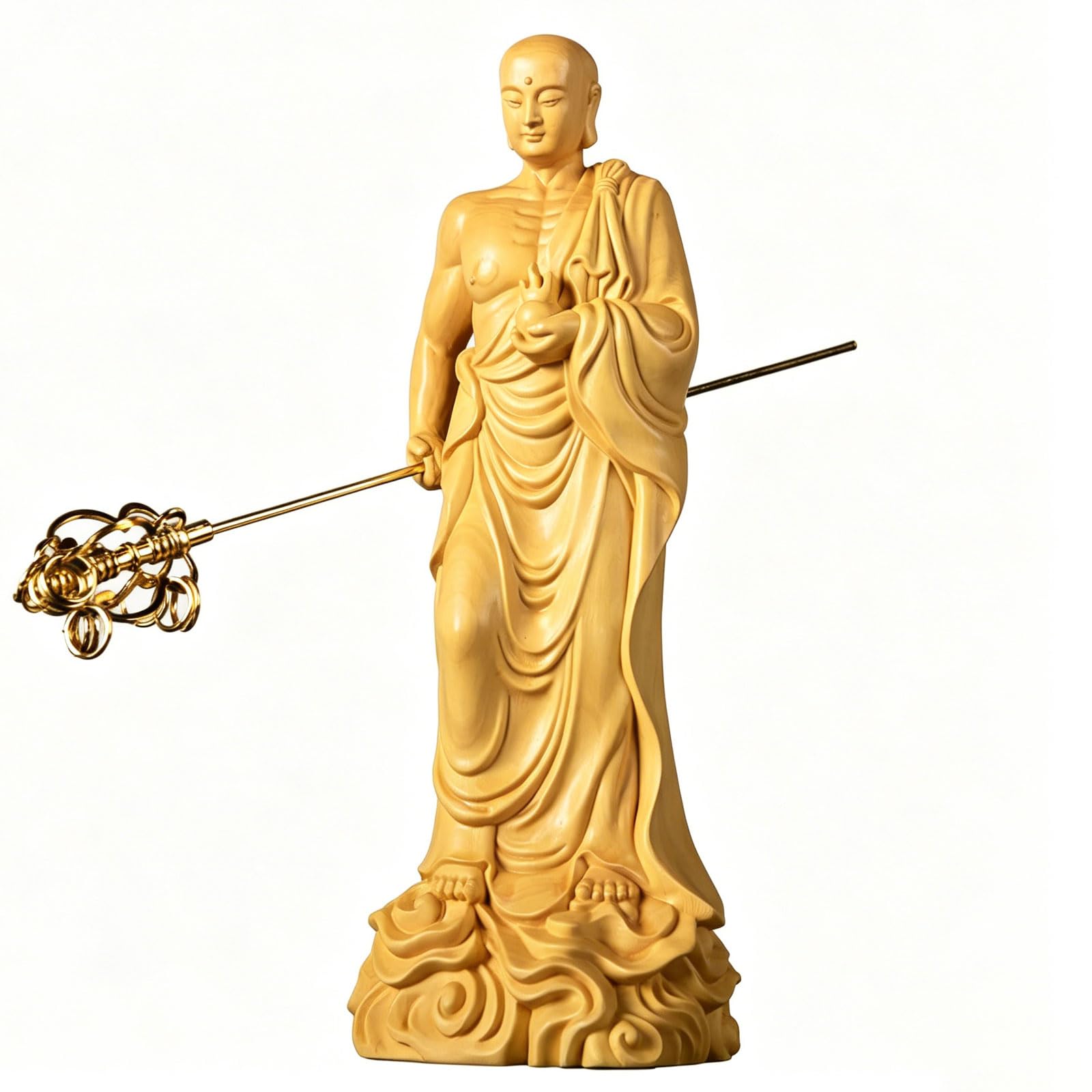 Amazon｜木彫り 仏像 地蔵菩薩立像 高級天然ツゲ木彫り（高さ20cm×巾