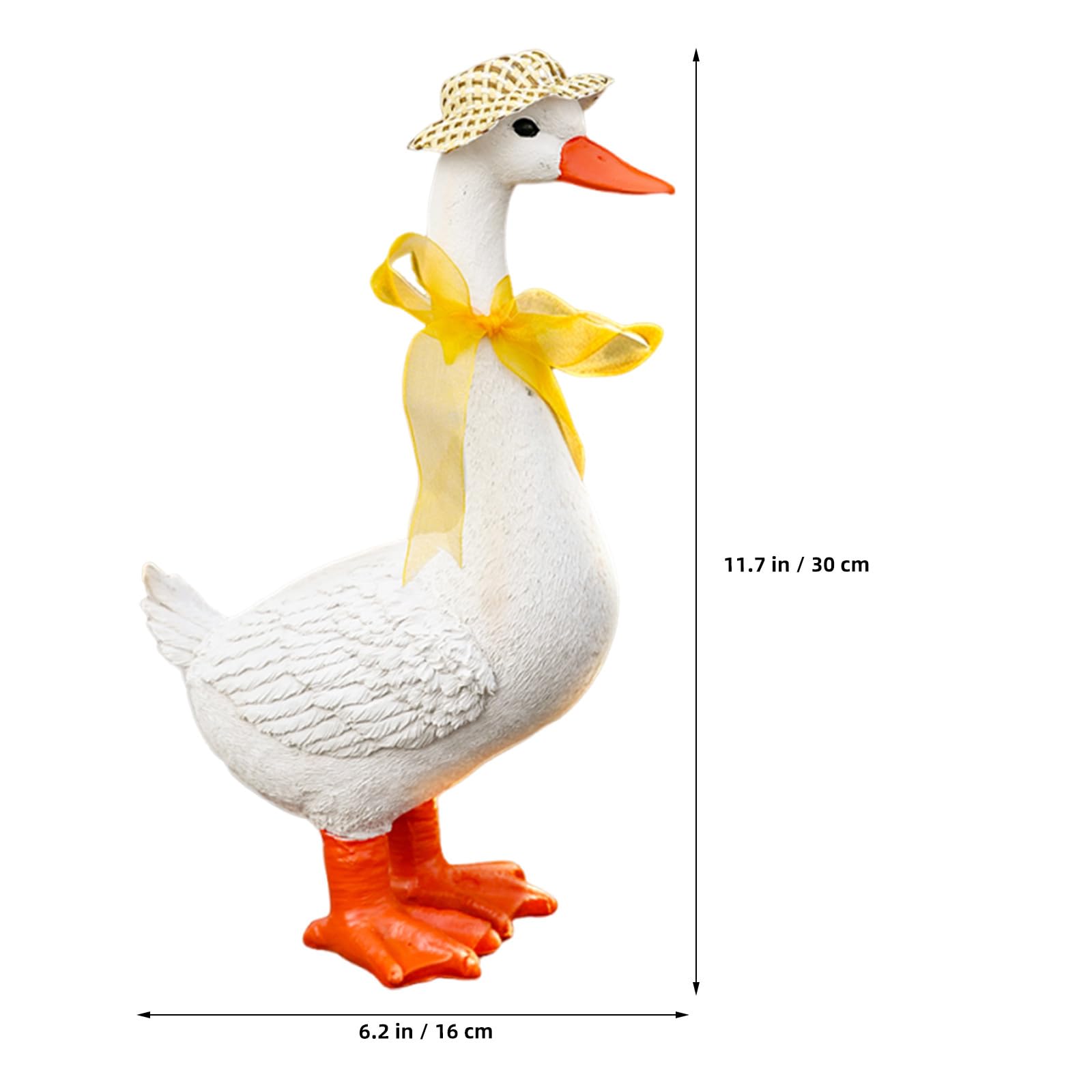 INOOMP Statuetta decorativa da esterno a forma di oca con cappello e, 30 | Decorazione a forma di oca per il portico, scultura di oca in resina per il giardino, statua di animale da fattoria,