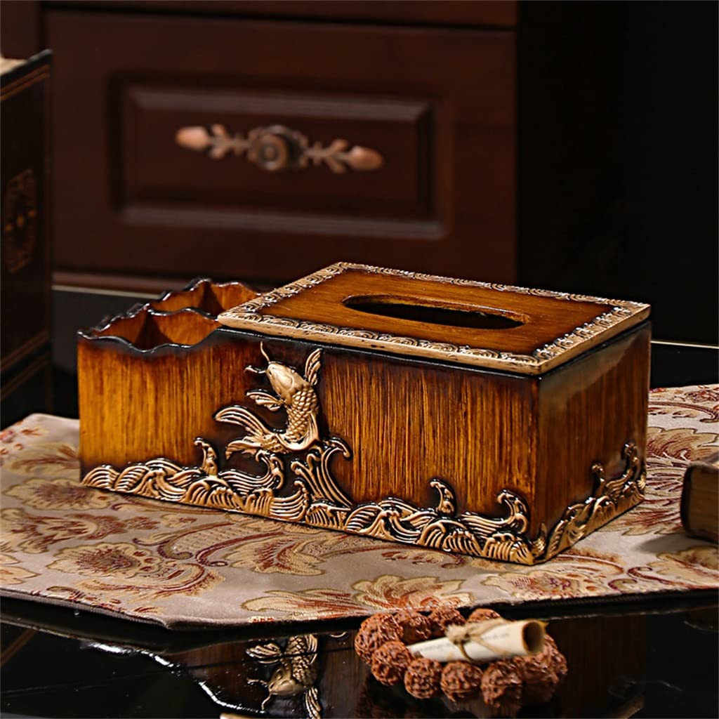 Caja de pañuelos Rectangular de Madera de bambú con Tapa - Dispensador/Soporte de pañuelos ecológico - Organizador Decorativo para baño, Oficina y Escritorio