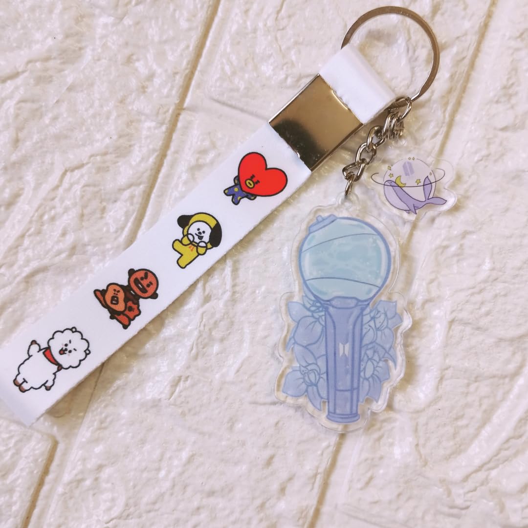 Acrylic BTS Army Bomb Keychain with White Tag | BTS Logobts Army Key Holderbts Lightk-Pop
