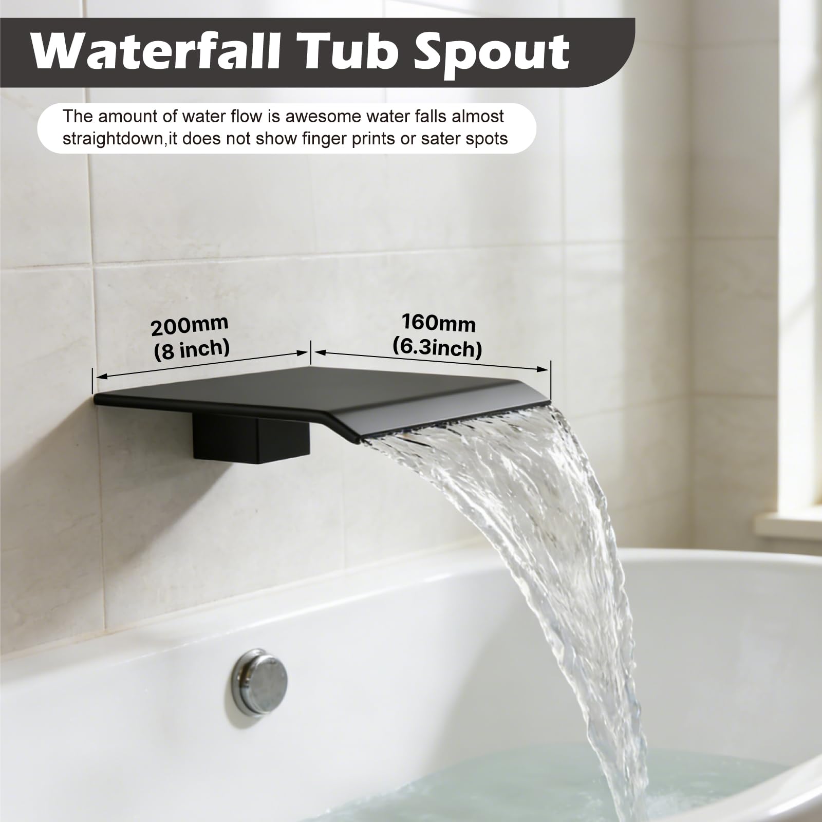 Sistema de ducha con caño para bañera, juego de grifería para bañera y ducha con cabezal de lluvia cuadrado y rociador de mano, juego de grifería de pared para bañera con válvula y kit de embellece