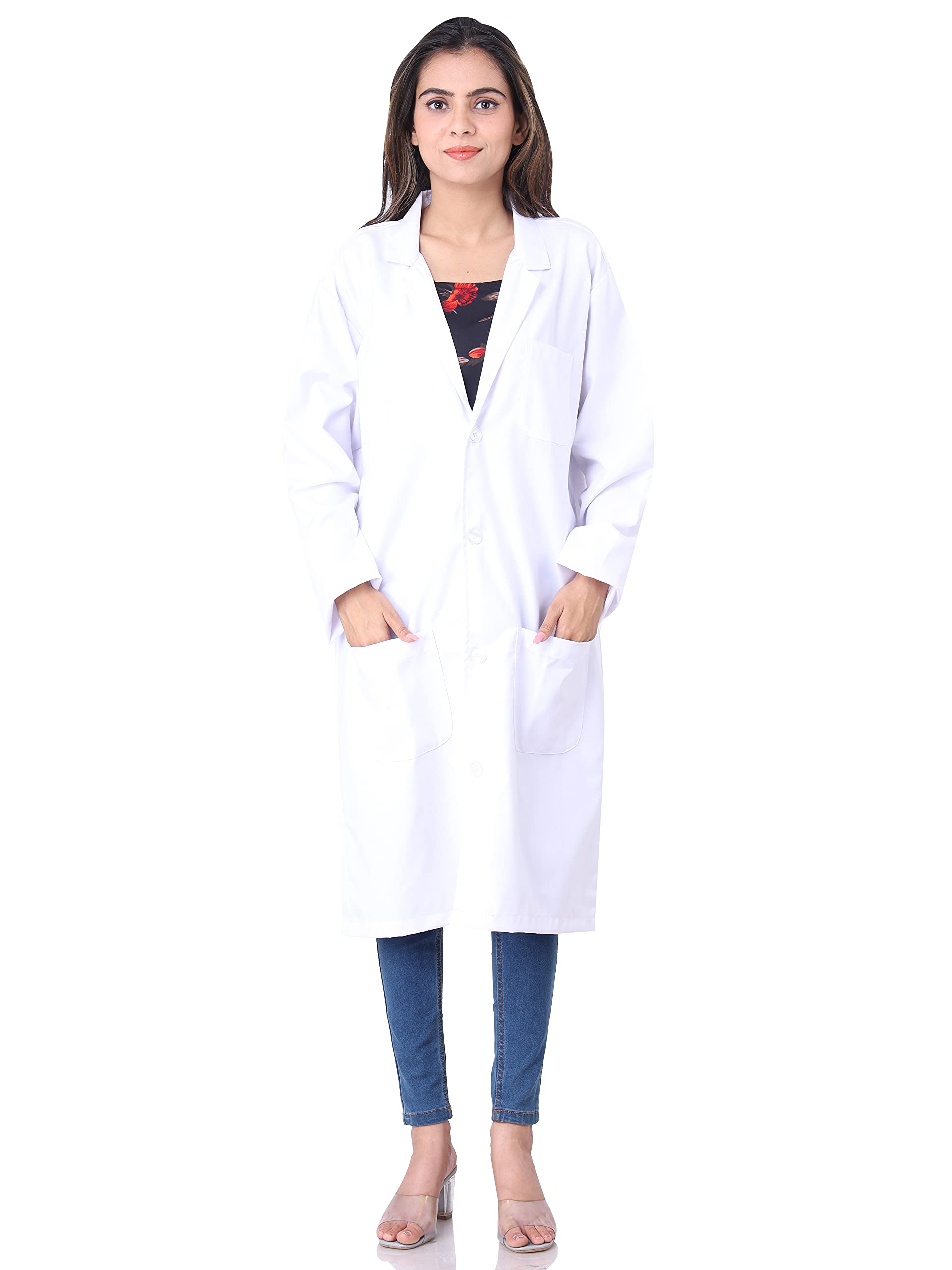 Women's Cotton Full Sleeves Apron Lab Coat (DBC02_XL, White, XL)-image-1