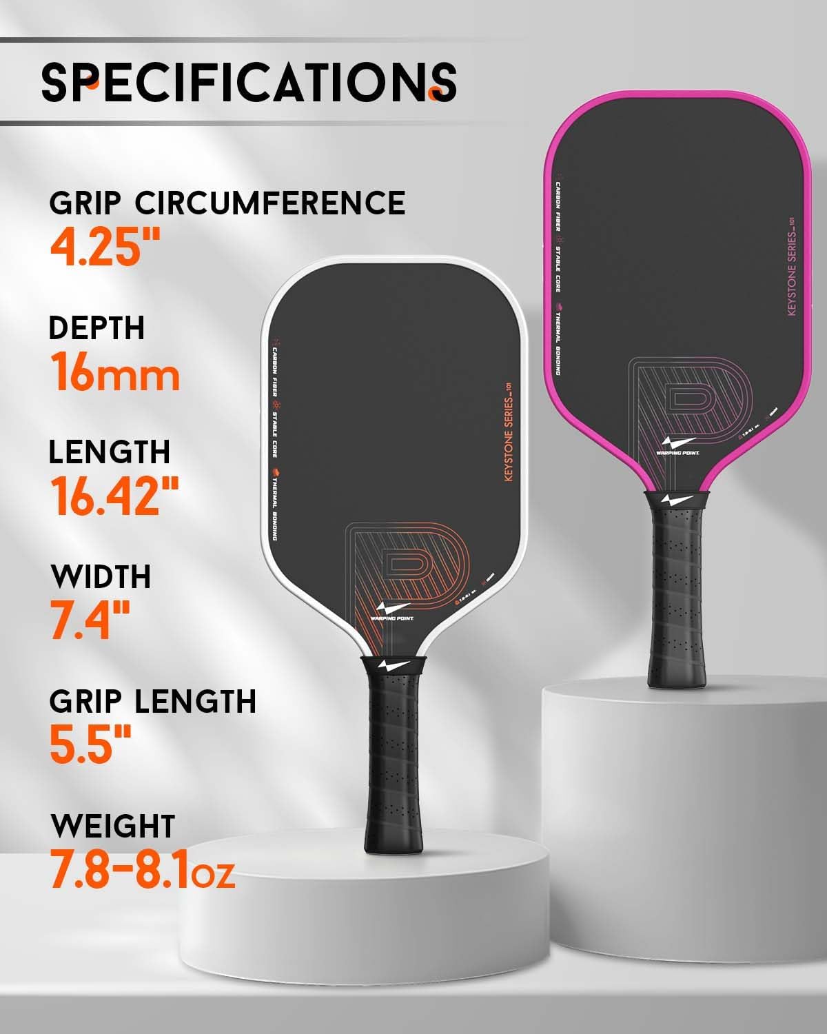Warping Point Pickleball Paddle, Carbon Fiber Paddle with Endura Friction Surface, Polymer Honeycomb Core, Design for Ultimate Spin & Power, Large Sweet Spot & Contro, USAP Approved - Image 6