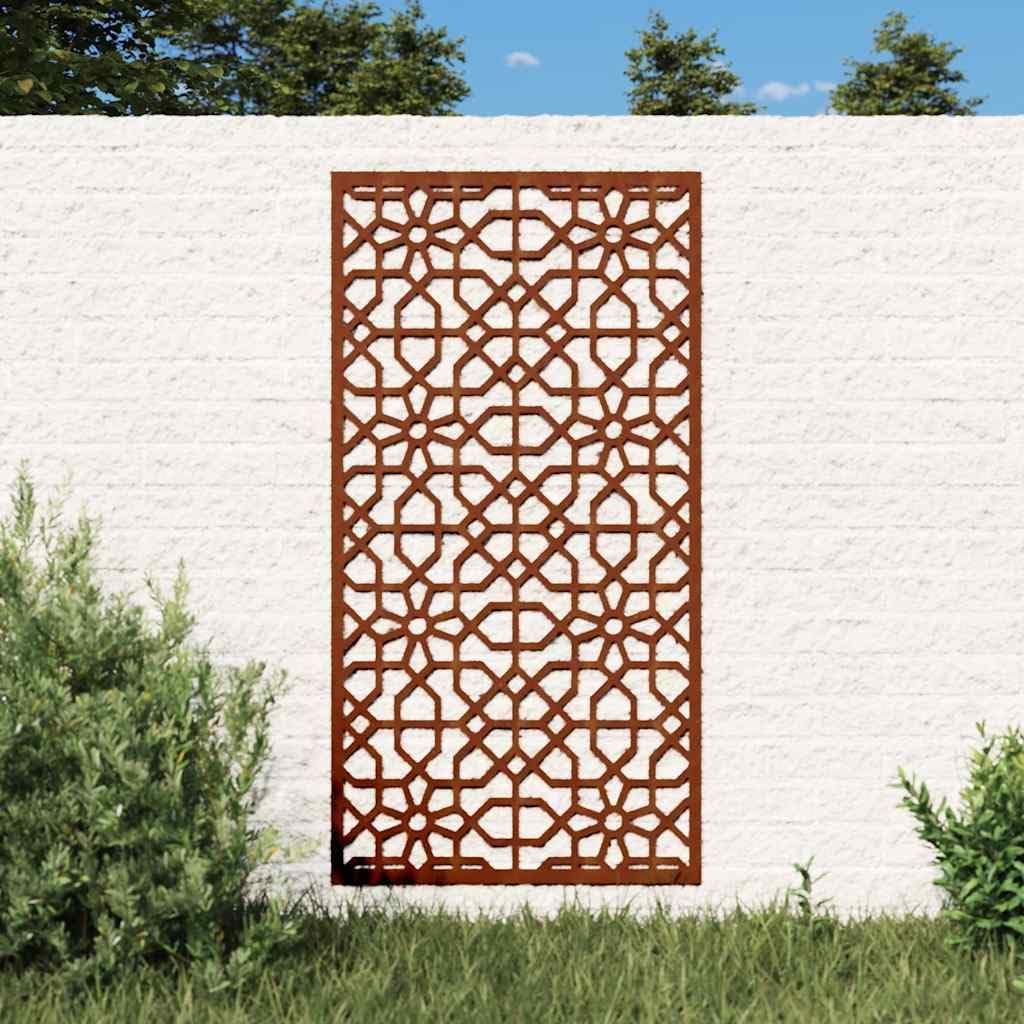 vidaXL Corten Steel Patio Wall Décor | Moorish Pattern Design | y Color | Easy-to-install | Solid and Durable Construction | 41.3"X21.7"X0.3"