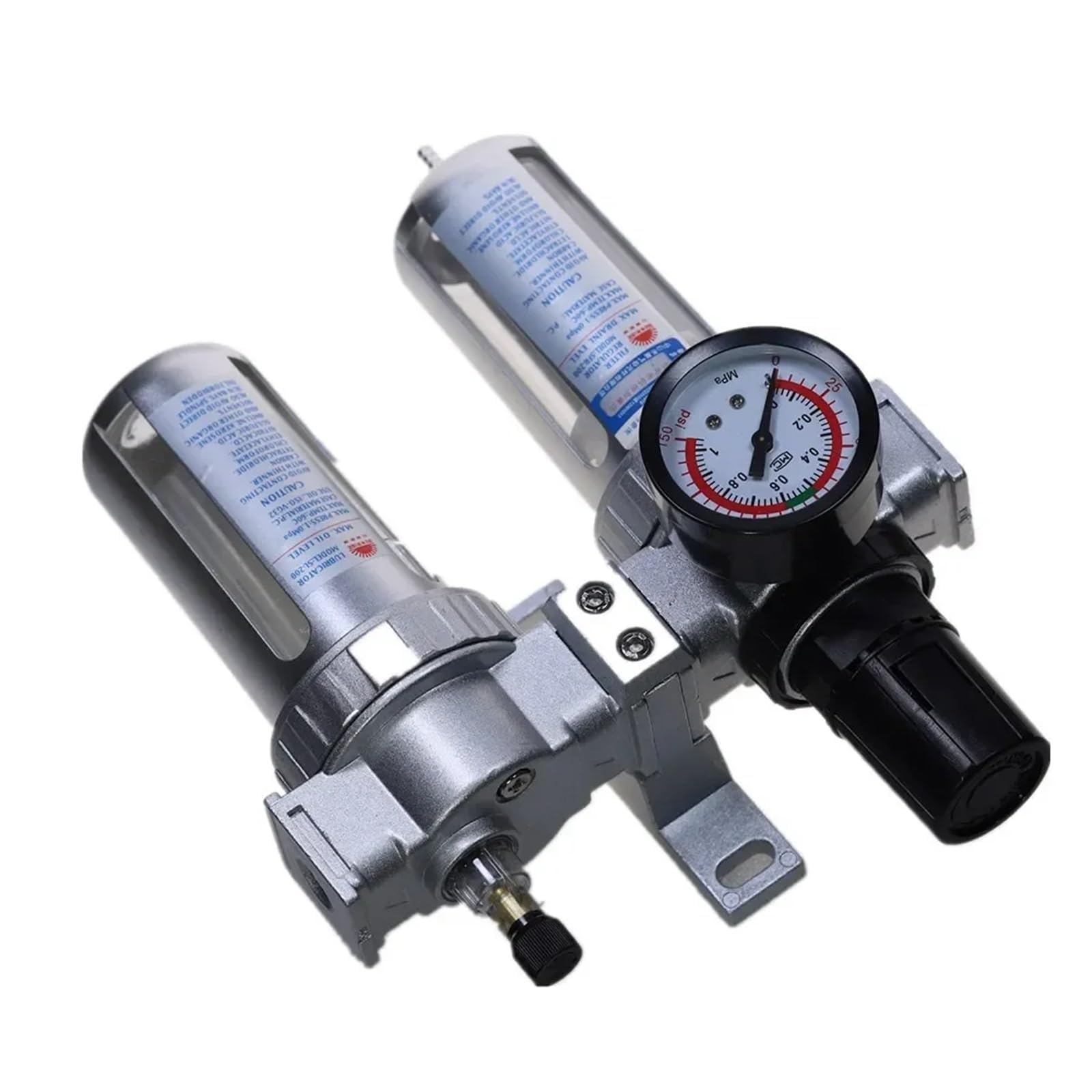 Filtro regulador de Agua y Humedad for lubricador de Aceite de compresor de Aire con Soporte SFC-200 de 1/4'', 1/2'' y 3/8'', 0-1 MPa, 0-150 PSI(45661)