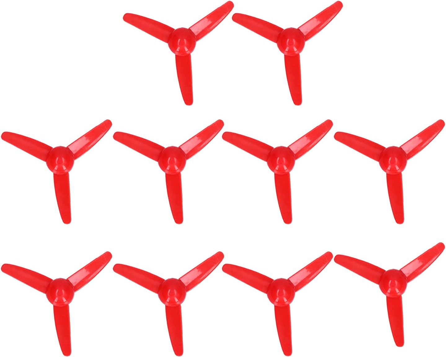 10PCS 70mm 3 Blades Propeller XR-148 Spare RC Plane Propellers Easy to Install and Replace Compatible with 2mm Motor Shaft ABS Material for RC Toy Boat Car Model Accessories (Red)