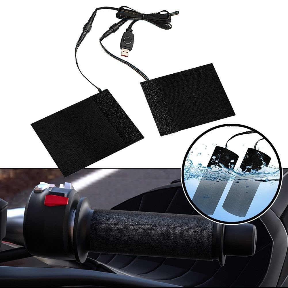 Yuanpgky Coussin chauffant pour guidon de moto, poignée chauffante USB, température réglable, chauffage rapide, étanche pour moto, vélo, moto