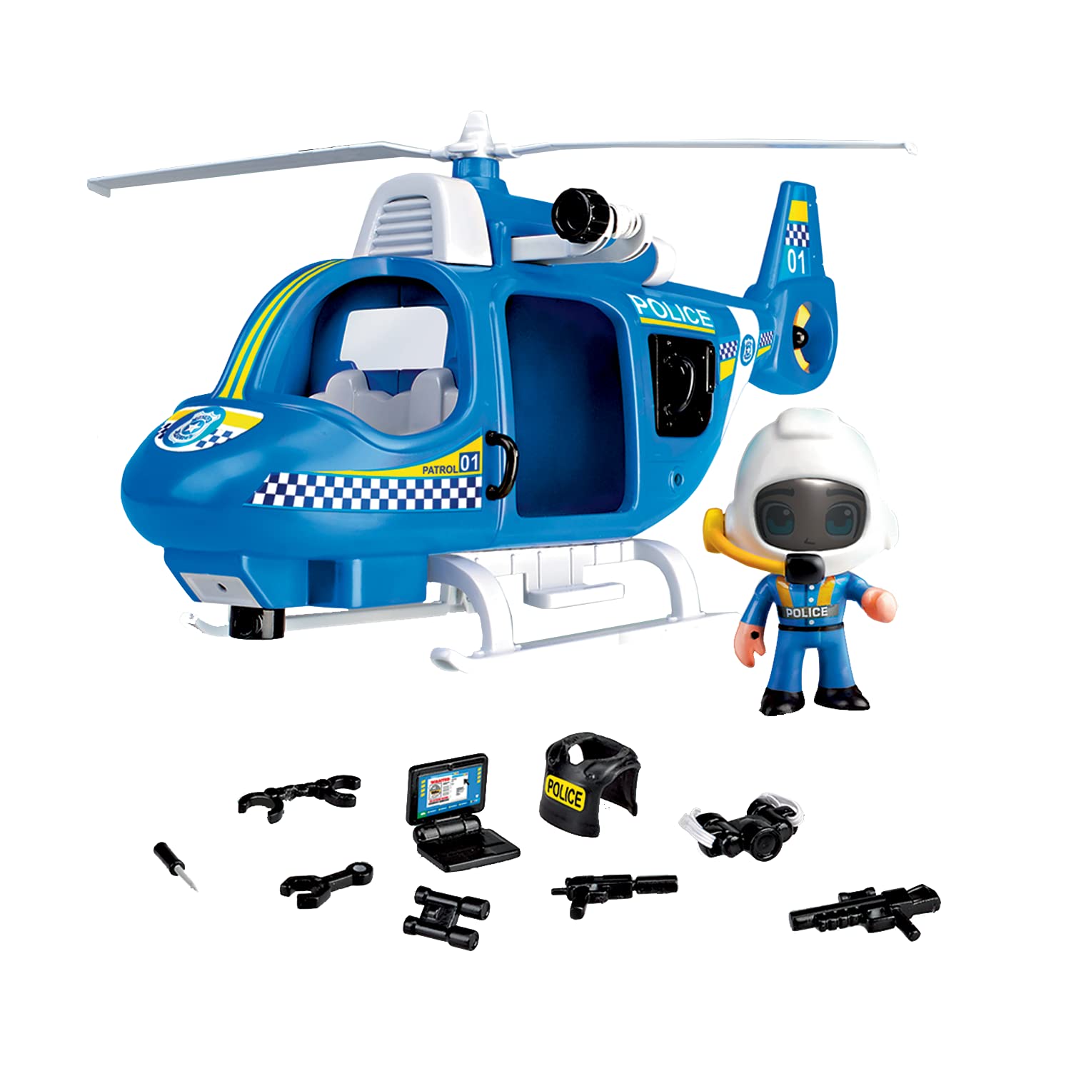 Action Heroes Hélicoptère de Police - Véhicule et Figurines pour Les Enfants à partir de 4 Ans