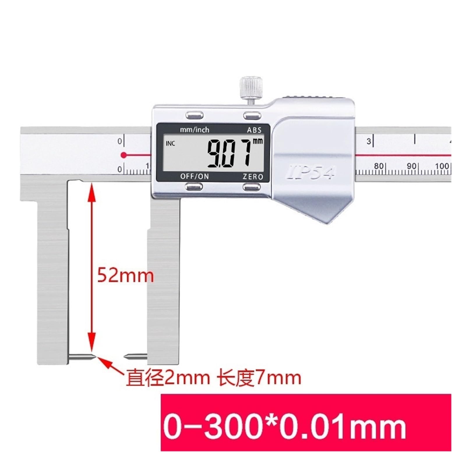Calibrador Digital de Ranuras externas con Punta Digital de 150/200/300 mm,0300mm