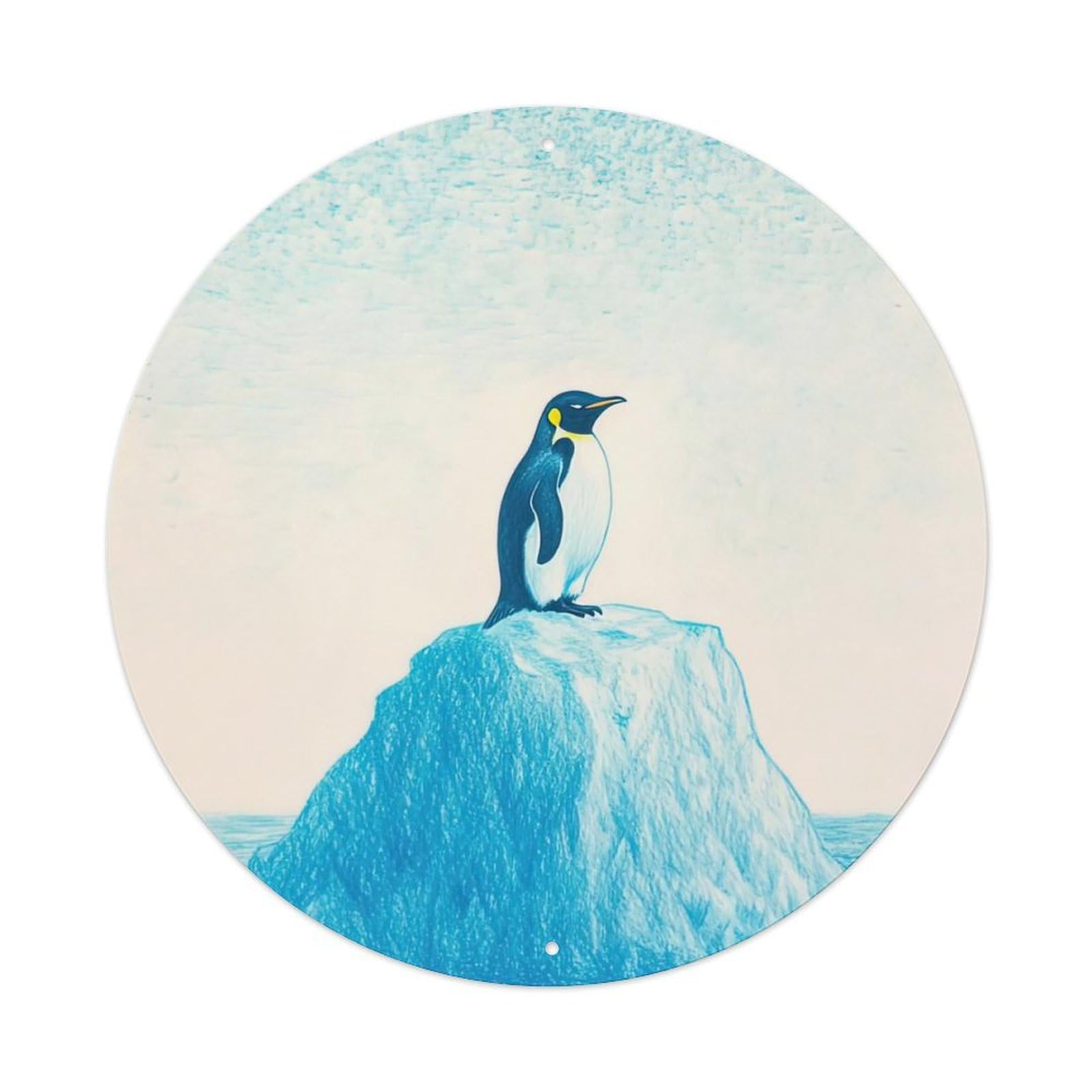 Animal Artwork Lonely Penguin Vintage Metal Tin Sign Plaque Wall Decor for Cafe, Club Bar, Office, Garden Metal Poster 8x8Inch