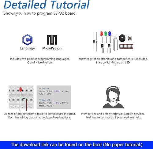 Miniatura 5 de FREENOVE Kit básico de inicio para ESP32-WROVER (incluido) (compatible con Arduino IDE), cámara inalámbrica integrada, Python C, tutorial detallado