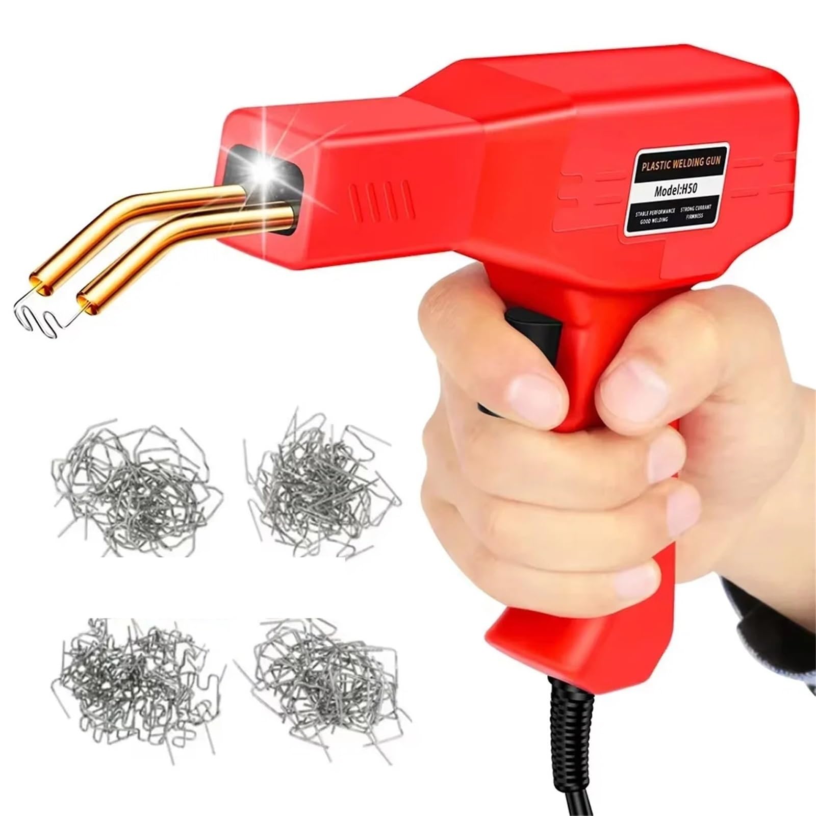 Chiodi di Saldatura Saldatore di plastica 220W / 50W Kit saldatura 2 in 1 riparazione paraurti auto con cucitrice a caldo(601Pcs)