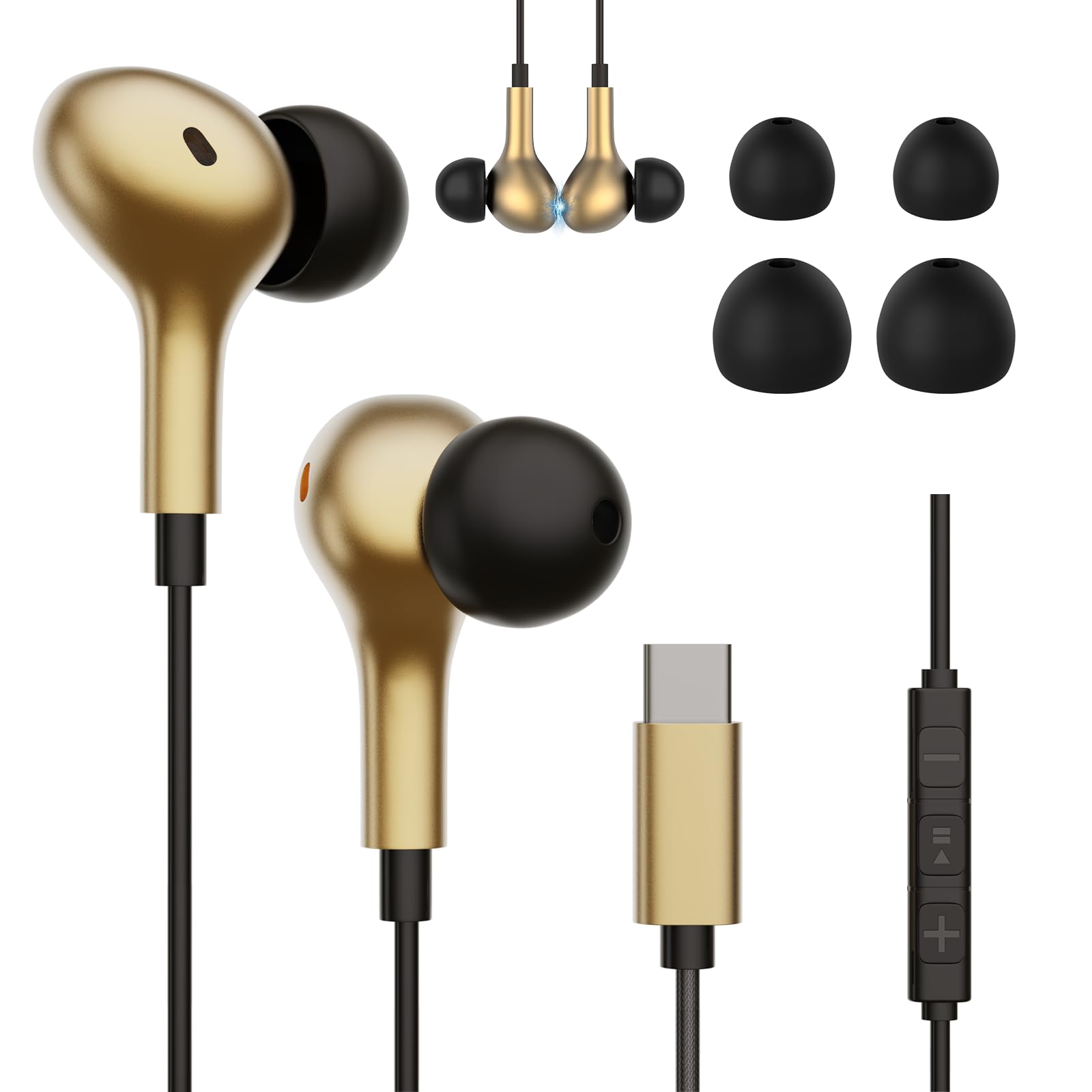 Kopfhörer mit Kabel USB C für Samsung Galaxy S26 25 S24 S23 Ultra A56 A36 A06 A55 A54 A26 A17 A16 A07 A06 5G, In-Ear Headset mit Mikrofon für iPhone 17 16 15 iPad Pro Air Pixel 9a 10a 10 10pro