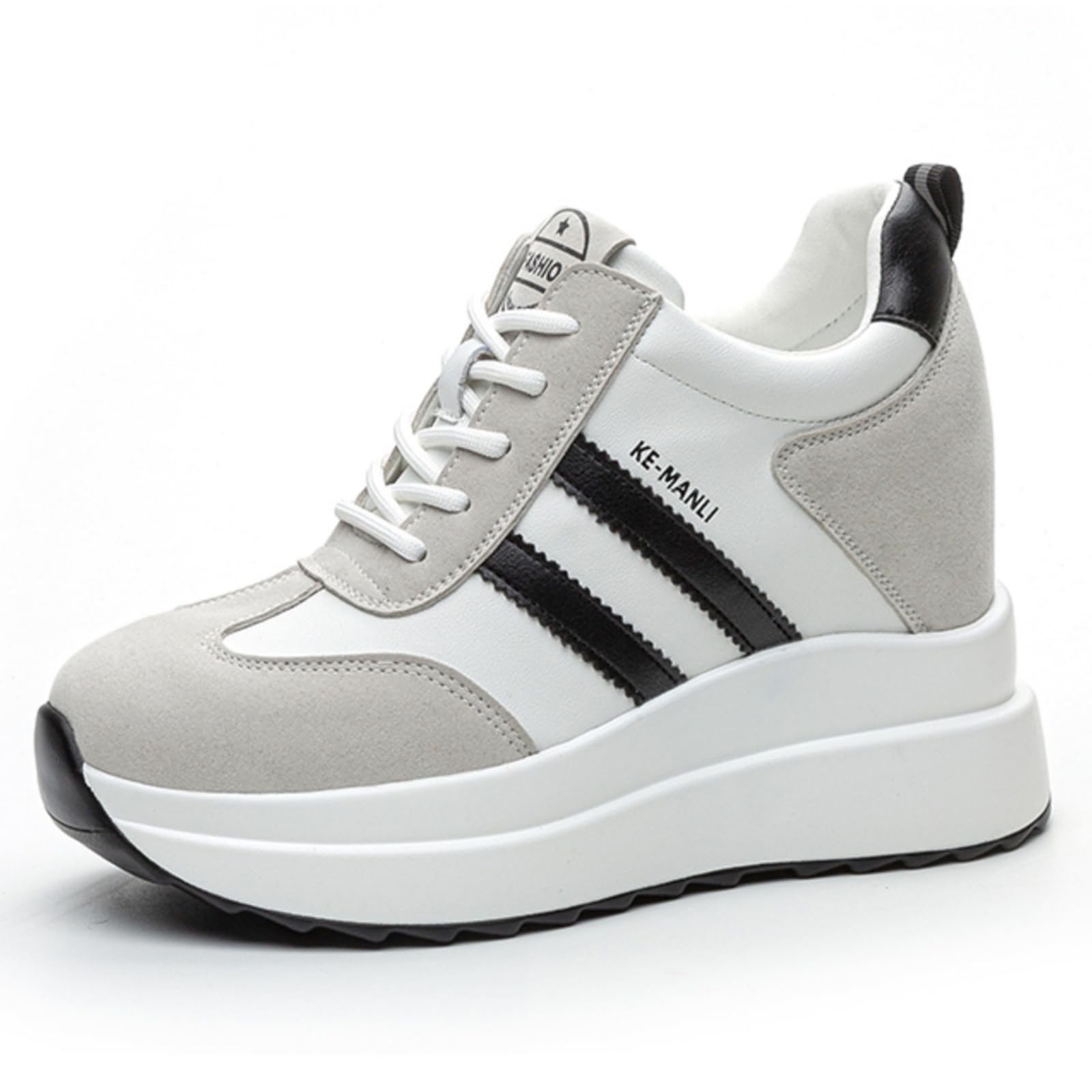 Sneakers Alte Donna Sneakers Zeppa Interna Eleganti Piattaforma Scarpe con Tacco Interno 10 cm Moda Pelle Casual Scarpe da Ginnastica