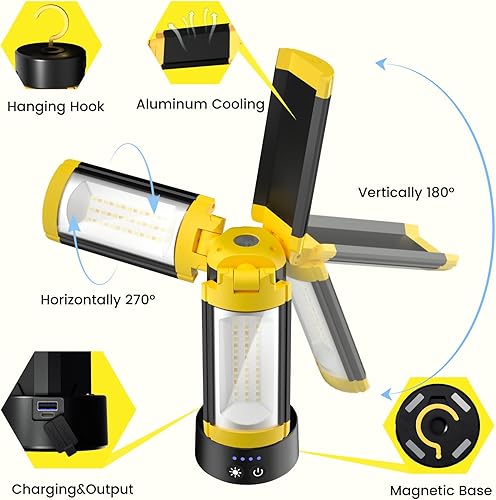 Miniatura 2 de LHOTSE Kit de luces de trabajo inalámbricas recargables con soporte de trípode desmontable - 3000 lúmenes triple regulable y giratorio lámparas LED