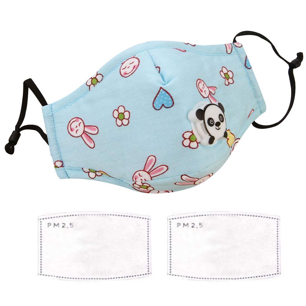 Sun Kea Kids Cartoon Mouth Cover Breathing Valve Mouth Muffle with 2Pcs Replaceable Activated Carbon Insert