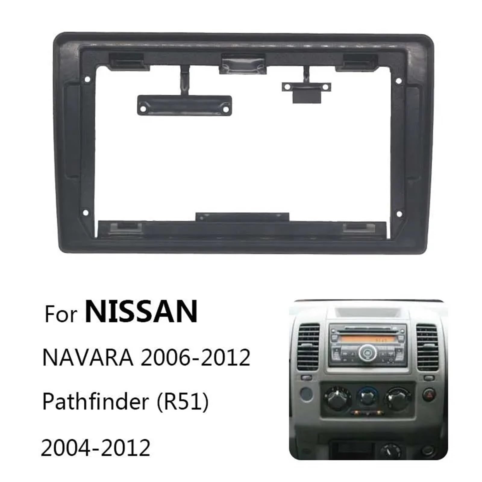 Cadre Radio Pour Nissan Navara D40 2006-2012 - Panneau Façade Noir ABS Pour Autoradio 2 DIN, Installation Facile - 2